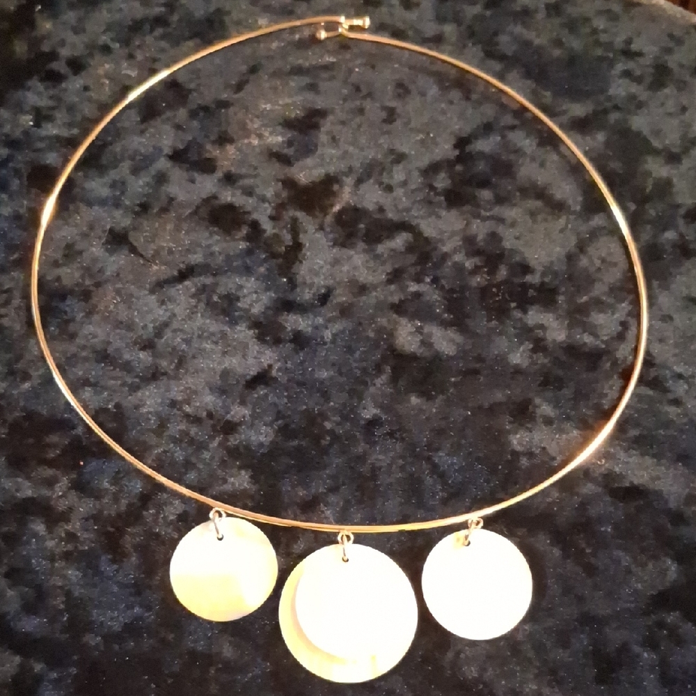 Gold Minimalist Necklace with Shell Disc Pendants 18 In Around